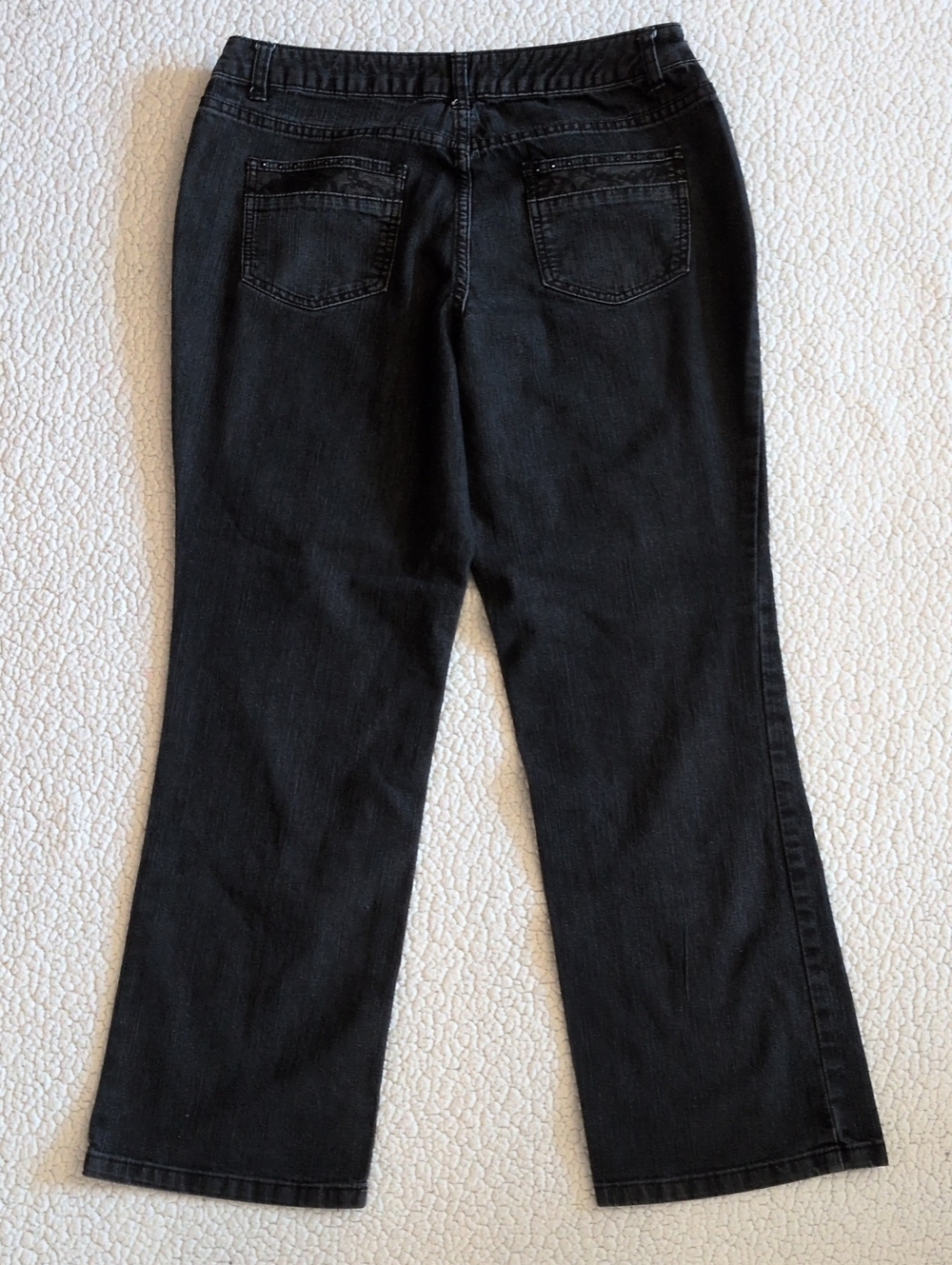 Christopher&Banks Distressed Cotton Blend Floral Lace Beaded Flare Leg Jeans Y2K
